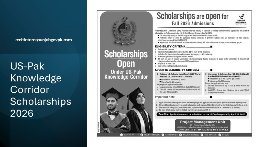 US-Pak Knowledge Corridor Scholarships 2026